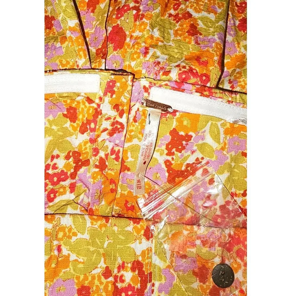 New Free People Made Me Smile Floral Mini Dress $128 X-LARGE Orange STRAPLESS